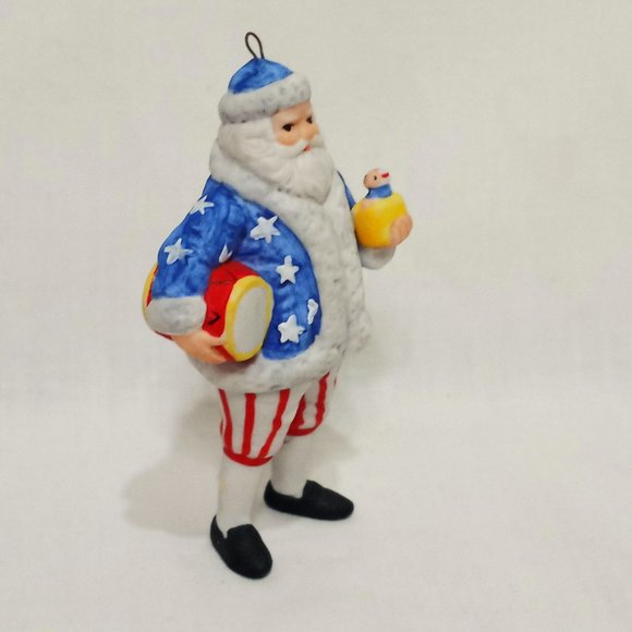 Patriotic Santa Christmas Ornament 1863 Style 3" Tom Tierney Ceramic Drum Doll - Picture 6 of 6